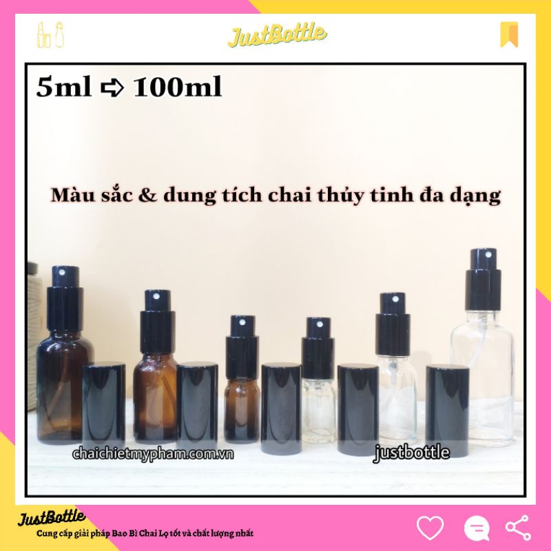 CHAI THỦY TINH XỊT PHUN SƯƠNG 10ml 15ml 20ml 30ml 50ml 100ml, LỌ CHIẾT MỸ PHẨM nhỏ DẠNG XỊT ĐỰNG TINH DẦU NƯỚC HOA