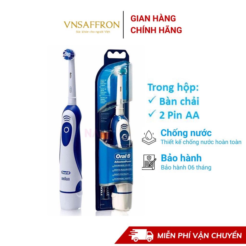 Bàn chải điện đánh răng tự động Oral B sử dụng pin làm sạch răng, hạn chế viêm nướu, loại sạch mảng bám