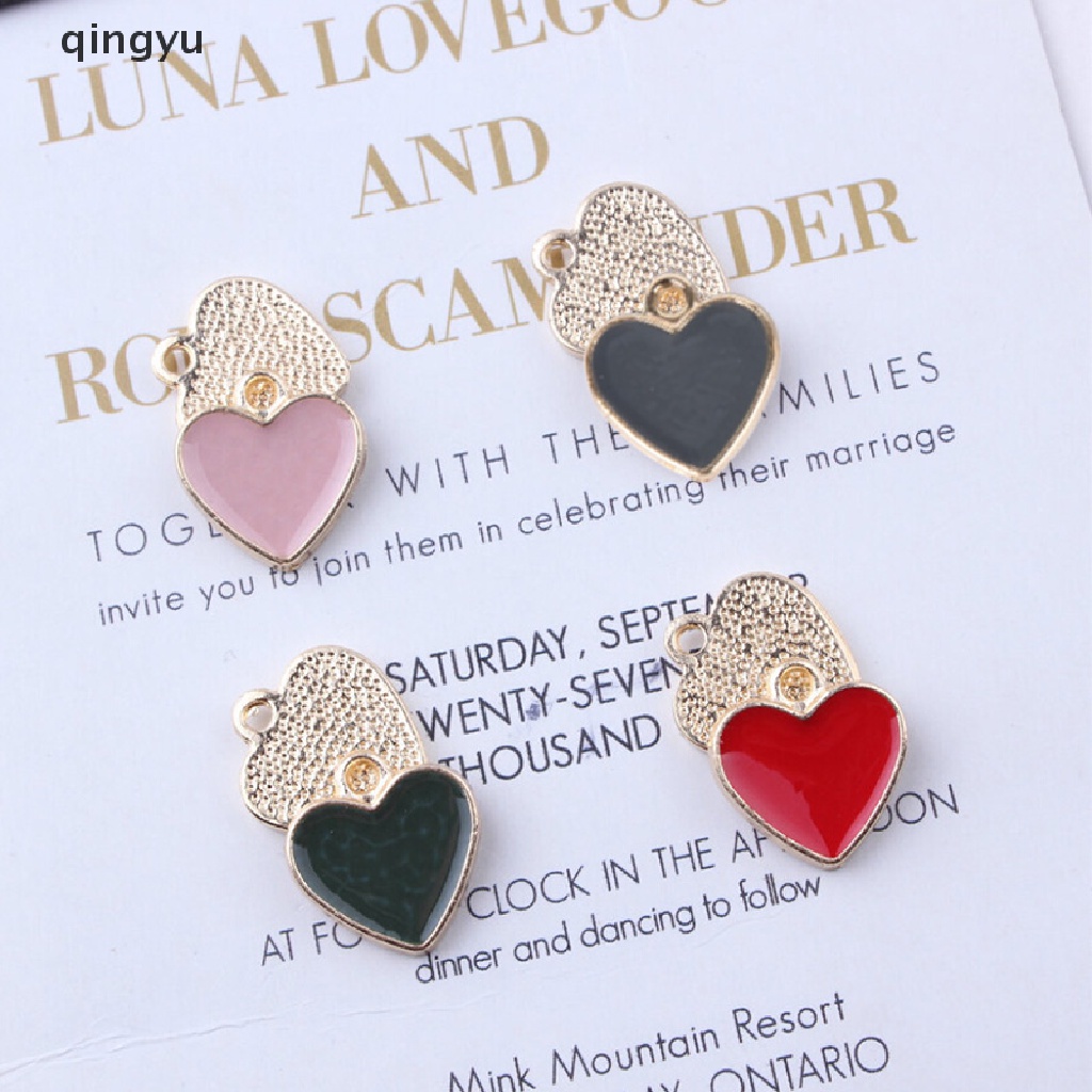 Set 10 Mặt Dây Chuyền Tráng Men Hình Trái Tim Làm Trang Sức Thủ Công