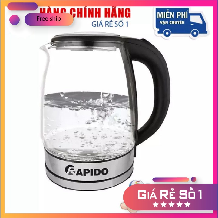 Ấm điện, Bình nấu nước sôi, Ấm đun nước du lịch, Bình Đun Siêu Tốc Rapido RK1818, 1.8L, Công Suất 1800W, An Toàn