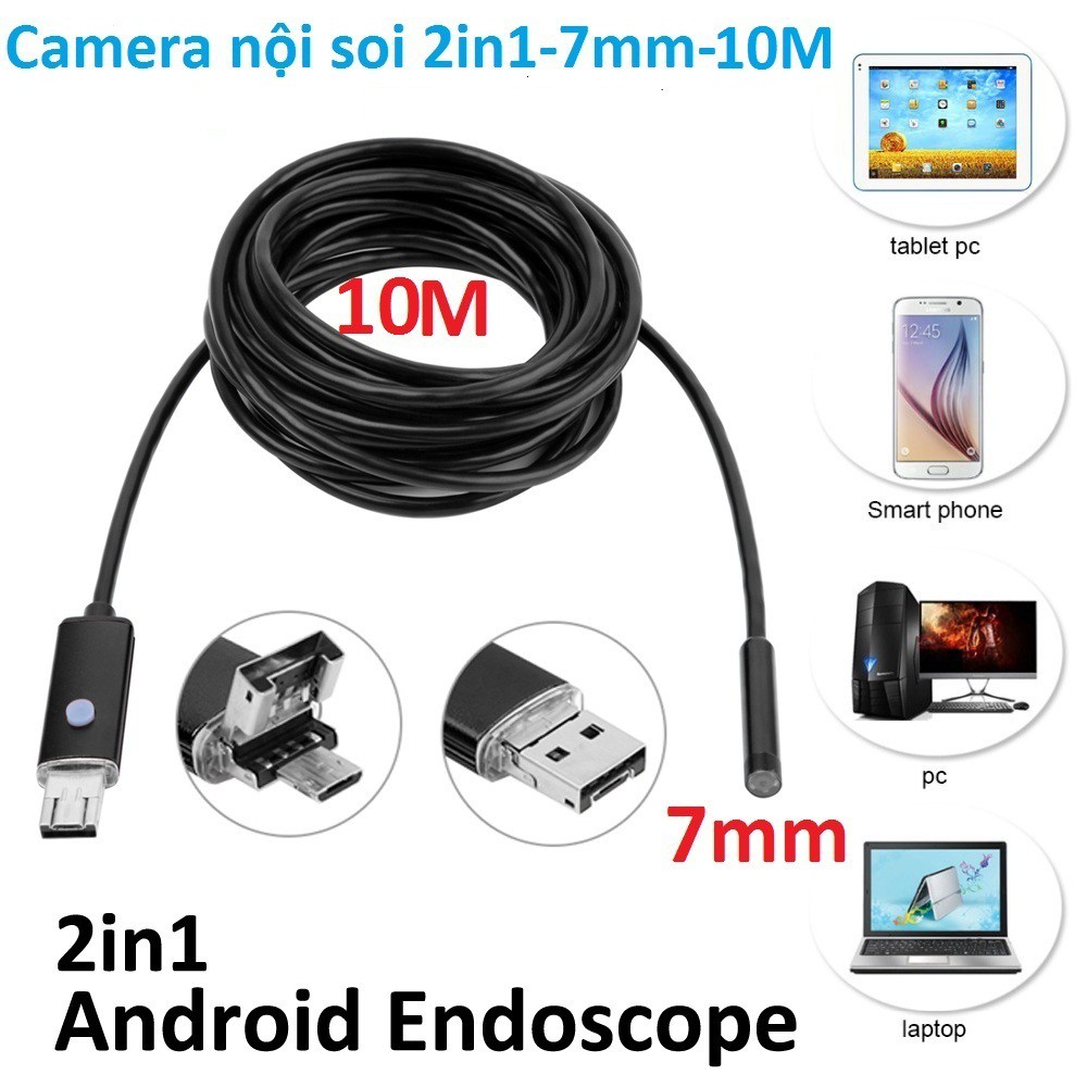Camera nội soi chống nước 2in1-7mm-dài 10m