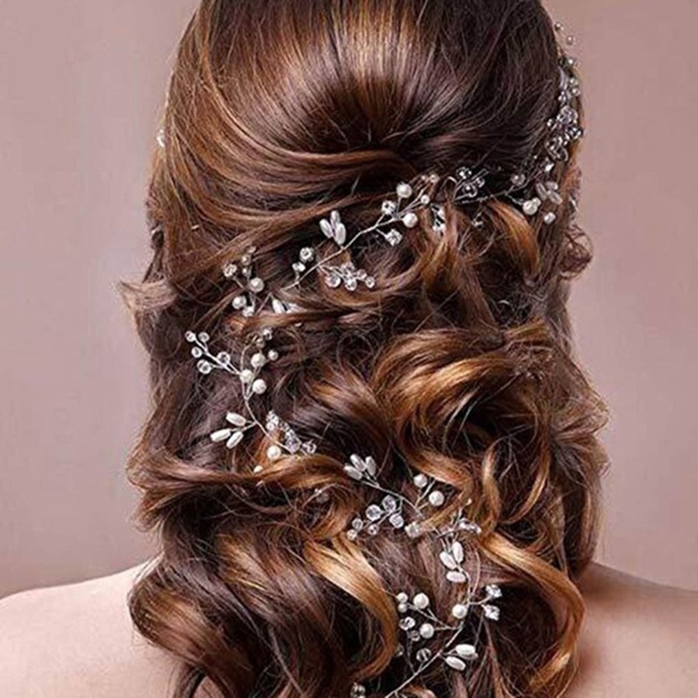 Dây Cài Tóc Dệt Bằng Tay Đính Ngọc Trai Nhân Tạo Cho Cô Dâu