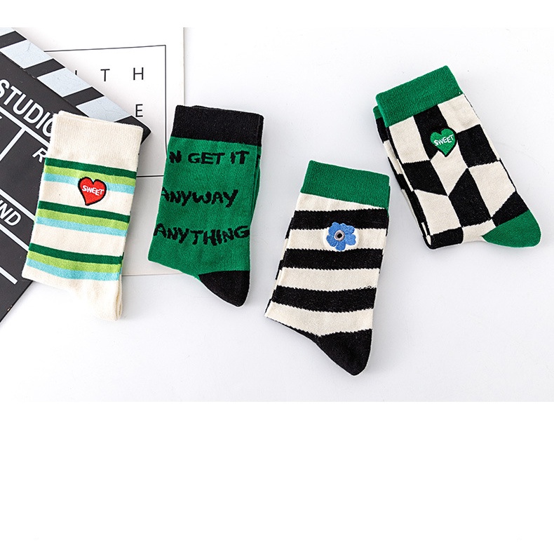 Tất Vớ Xanh Lá Kẻ Sọc Caro - Tất Caro Kẻ Sọc Tone Xanh