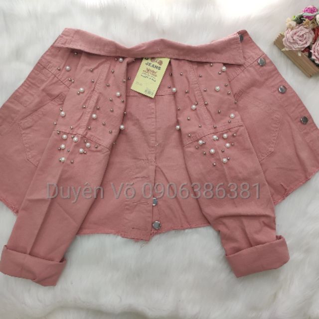 Áo khoác kaki đính ngọc xinh xịn