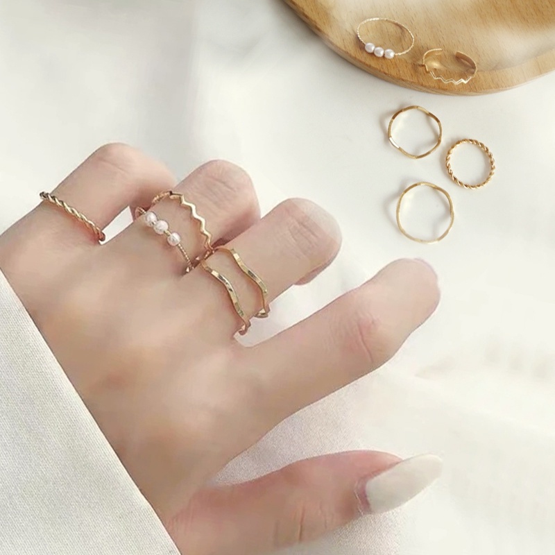 5Pcs/set Rings Index Finger Ring Tail Ring Women Girlfriend Jewelry Gift