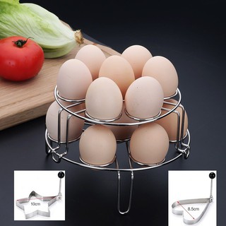 Combo 2 Giá Hấp Trứng, Giá Hấp Thức Ăn  Đa Năng Làm Bằng Inox 304 (tặng kèm 1 dĩa inox sáng đẹp)