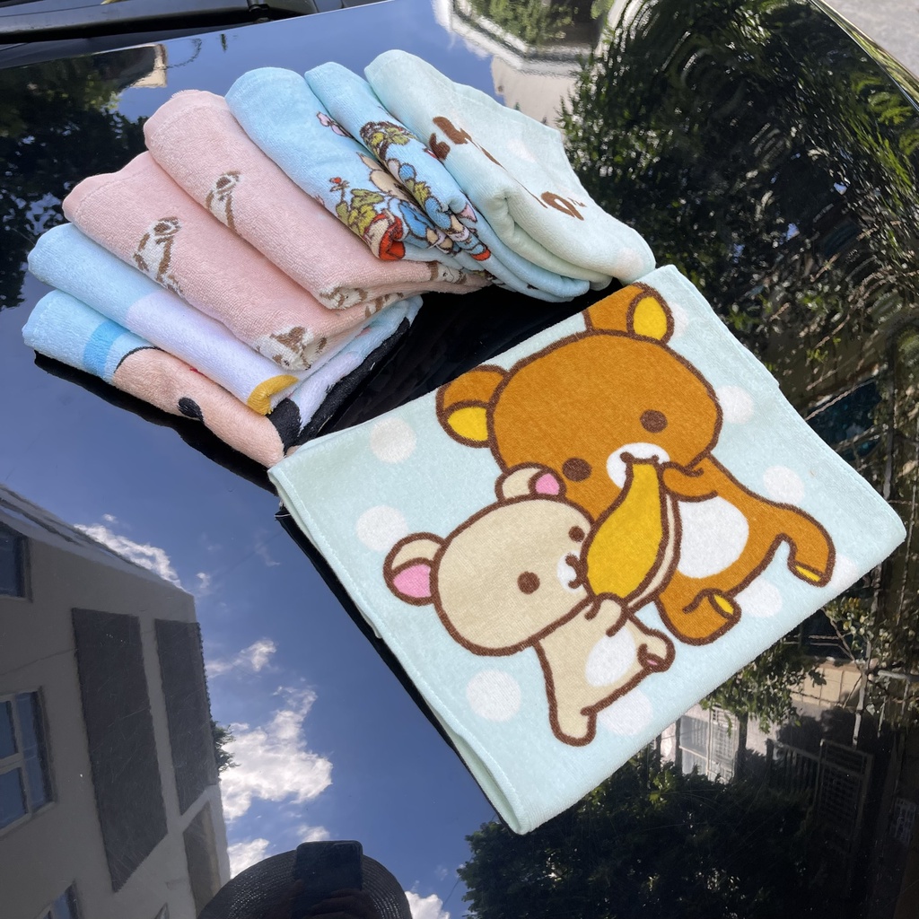 Set 3 Khăn tắm, gội, lau đầu cho em bé, in hình con vật cute, KT 35x80cm
