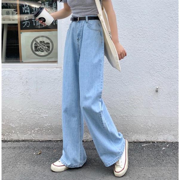Quần Jeans Ống Rộng Xanh - Quần Ống Rộng Nữ Dáng Suông Ulzzang | BigBuy360 - bigbuy360.vn