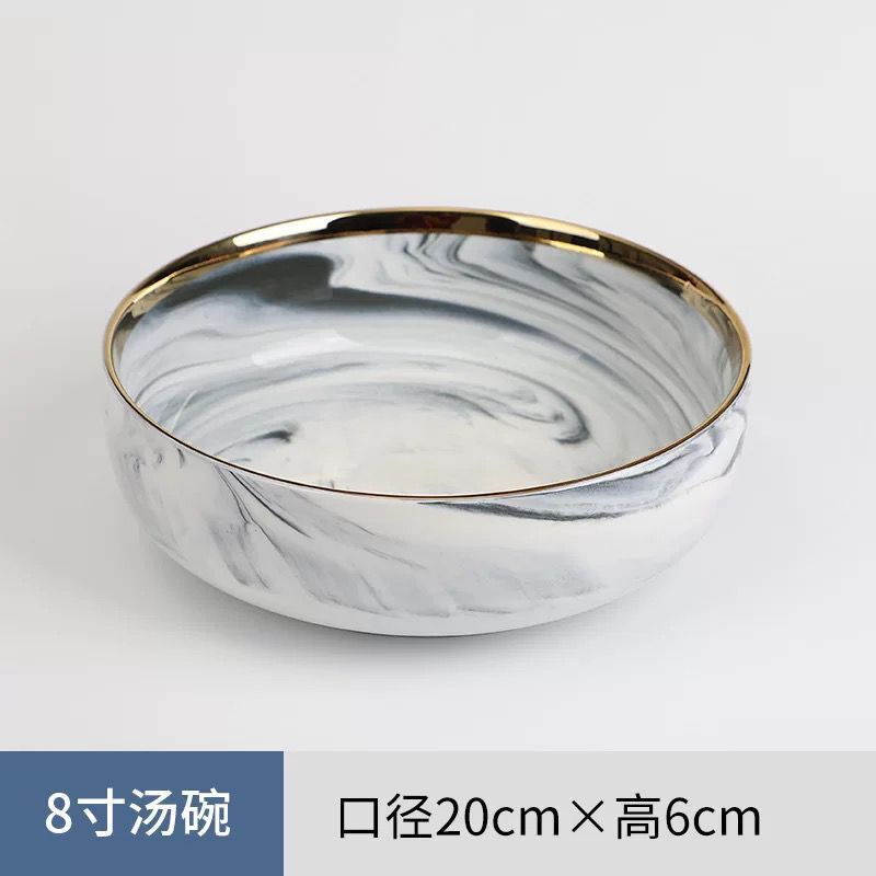 Bộ Bát Đĩa Vân Đá Viền Vàng Cao Cấp Phong Cách Sang Trọng  Quà Tặng Tân Gia Quà Sinh Nhật
