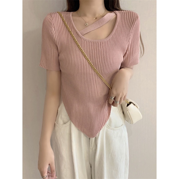 Áo Sweater Dệt Kim Thiết Kế Lỗ Quyến Rũ Cho Nữ