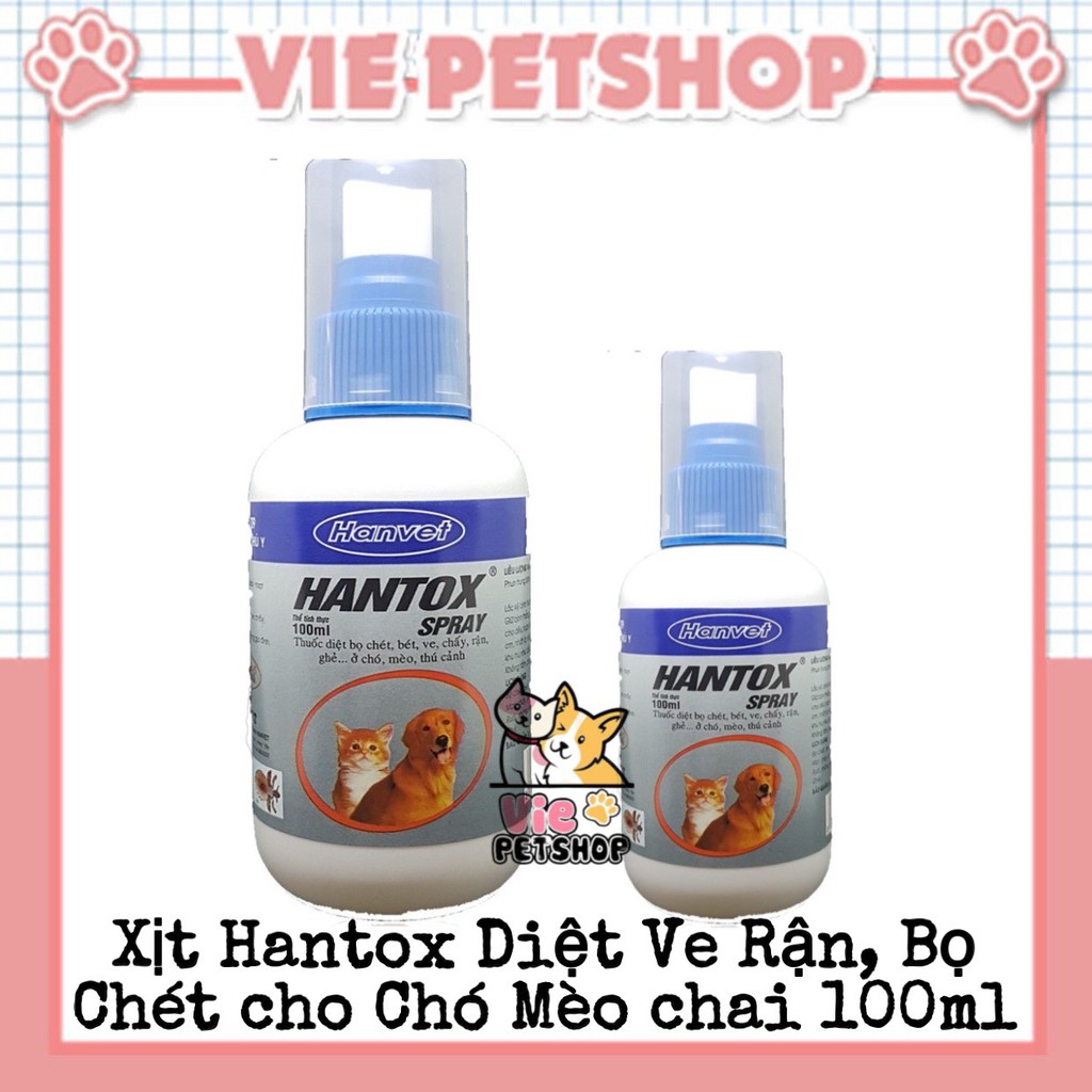 Chai Xịt HANTOX SPRAY Diệt Ve Rận Bọ Chét cho Chó Mèo 100ml | Vie PETSHOP