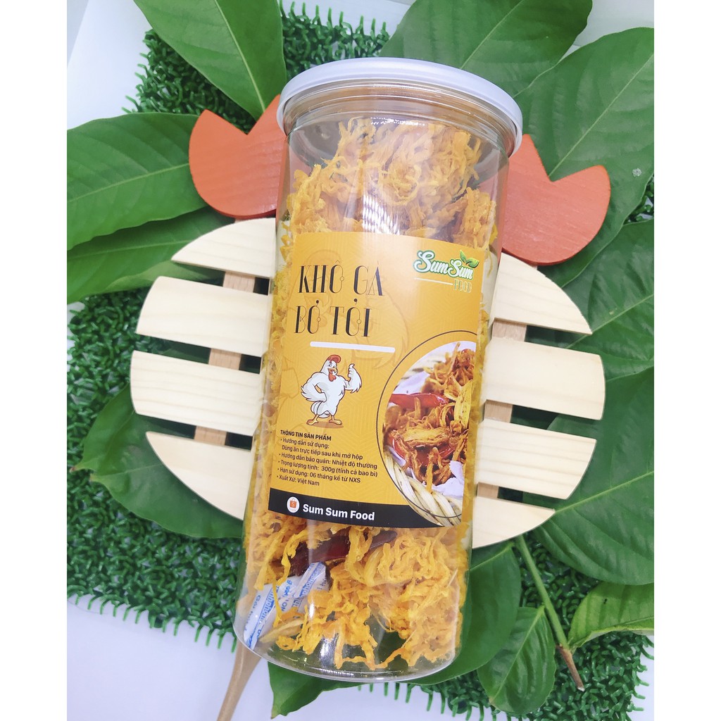 Khô Gà Bơ Tỏi Lon Pet 300g Sạch Chất Lượng Khô Gà Nguyên Chất 100% và Không Phẩm Màu Hóa Chất