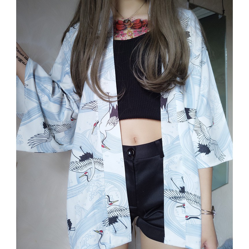 (CÓ SẴN) Áo Khoác kimono haori happi hạc và cá chép | BigBuy360 - bigbuy360.vn