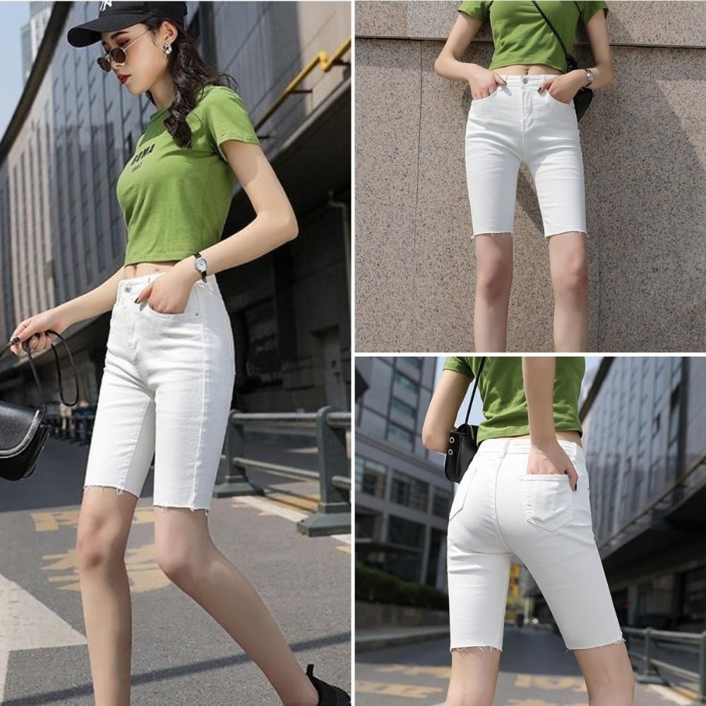 Quần short nữ, quần ngố nữ rách chất kaki đủ size màu trắng đen tôn dáng SKUQ-08D