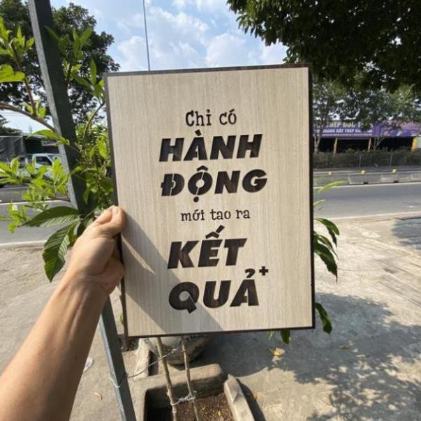 [Độc Lạ] Tranh treo tường bằng Gỗ handmade khắc laser chữ slogan tạo động lực