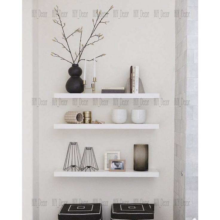 Kệ gỗ treo tường  kích thước tùy chọn + phụ kiện HUY_Decor