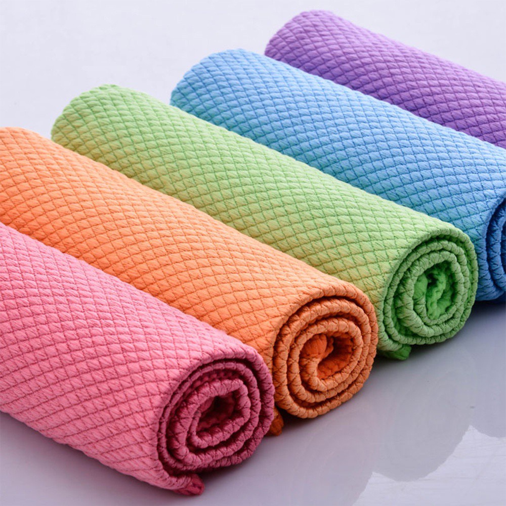 JANE 1/3Pcs Absorbent Washing Towel Glass Window Dish Cloth Cleaning Rags Polyester Car Kitchen &amp; Dinning Household Scouring Pad/Multicolor