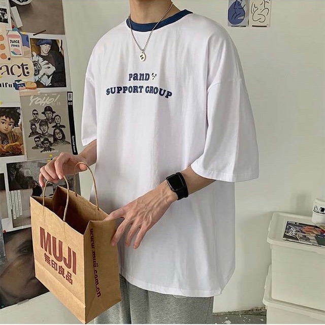 [ PINK ] Áo thun Cổ Phối tay lỡ PANDA Unisex | BigBuy360 - bigbuy360.vn