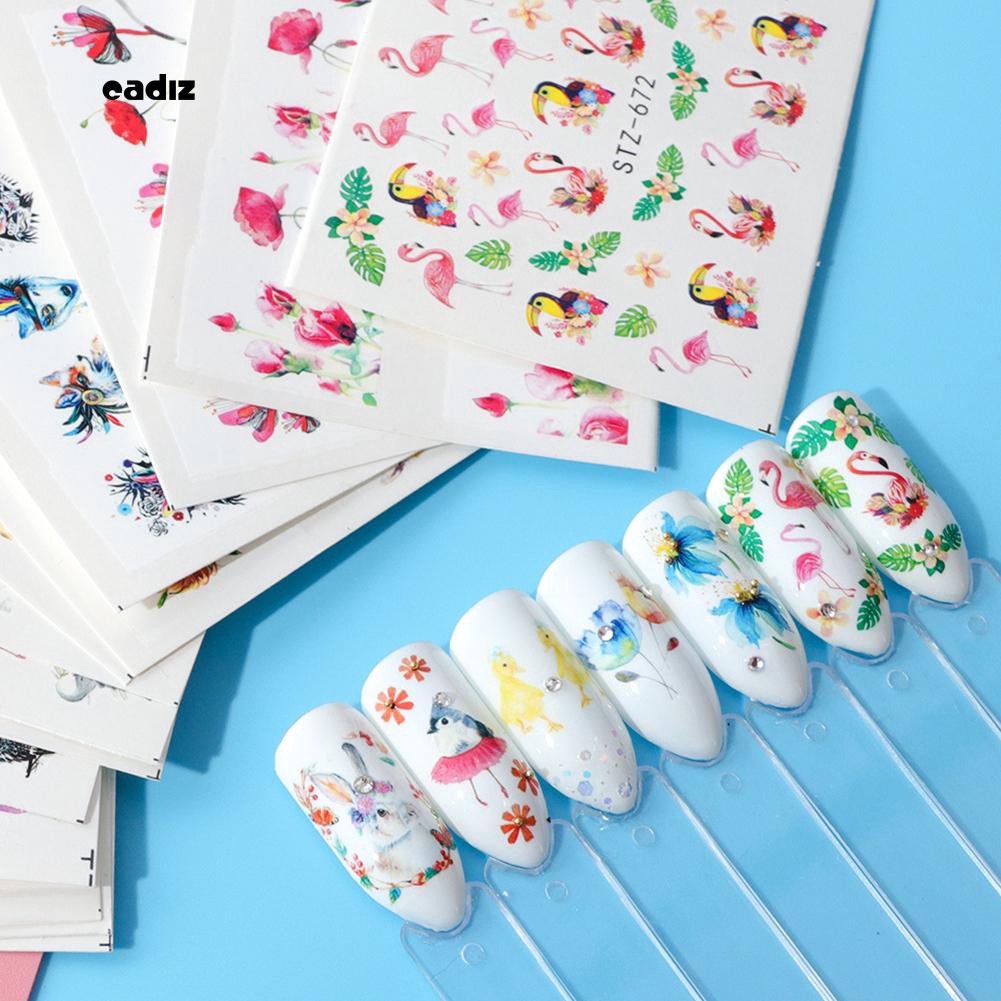 Set 15 nhãn dán nước họa tiết xinh xắn để dán móng nghệ thuật