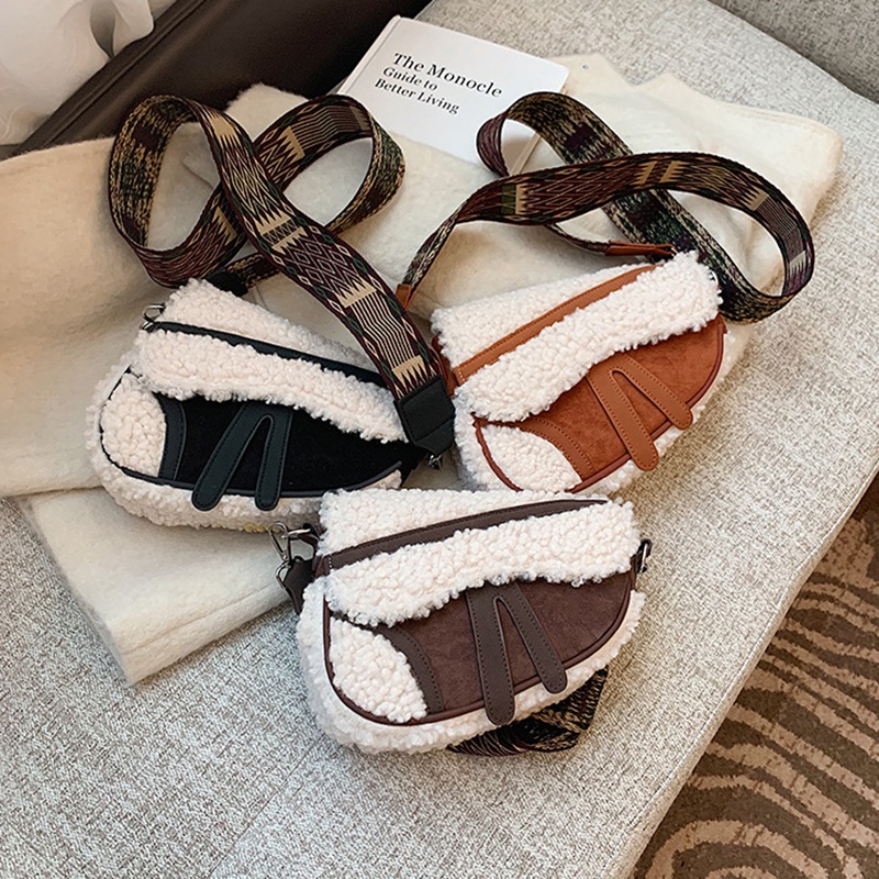 Túi Đeo Chéo Bằng Lông Cừu Phong Cách Hàn Quốc Cho Nữ