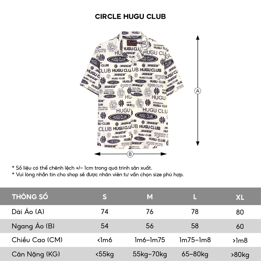 Áo sơ mi tay ngắn - HUGU - Circle club - vải satin thoáng mát - unisex