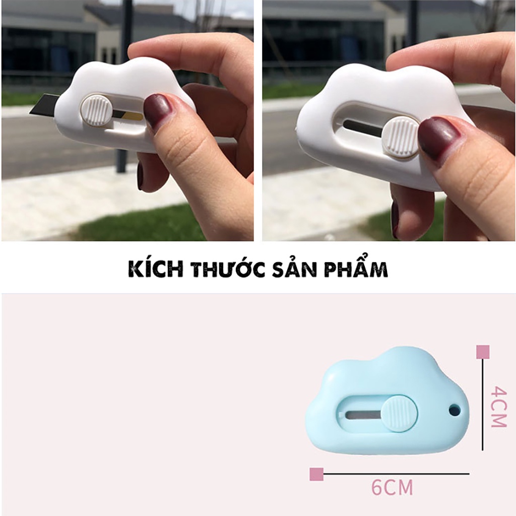 Dao Rọc Giấy Mini Dễ Thương Hình Đám Mây Dùng Unbox Khui Hộp Có Lỗ Treo Chìa Khóa Bỏ Túi Tiện Dụng