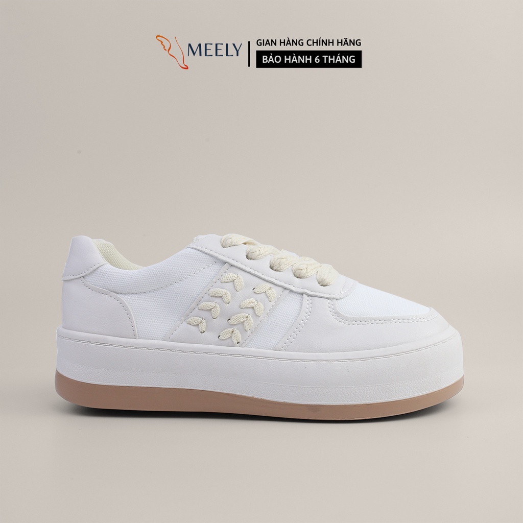 Giày Sneaker Nữ Đế Cao MEELY Da PU Mềm Êm Thích Hợp Đi Học, Đi Chơi 2 Màu Năng Động - MB229