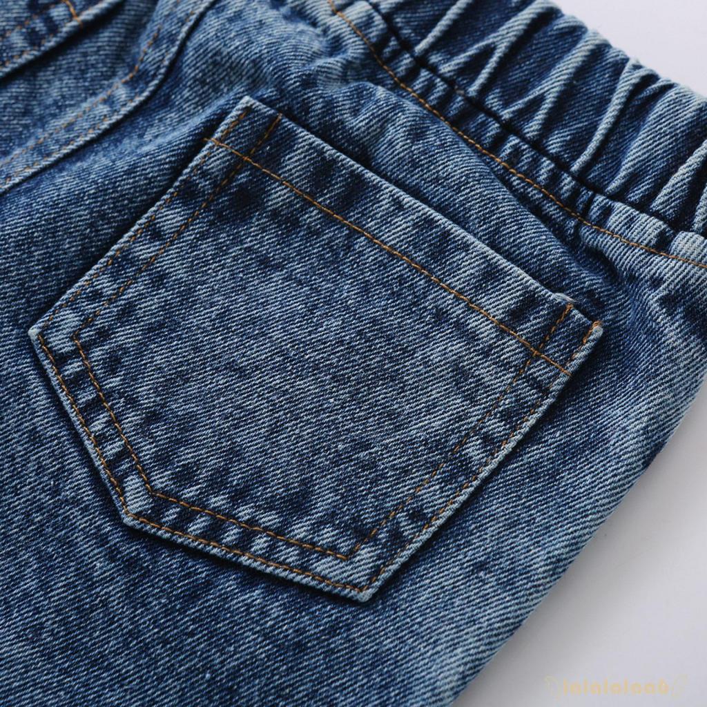 Bộ 2 món áo sát nách cổ tròn màu trơn + quần jean ống loe phối túi thời trang mùa hè năng động cho bé gái