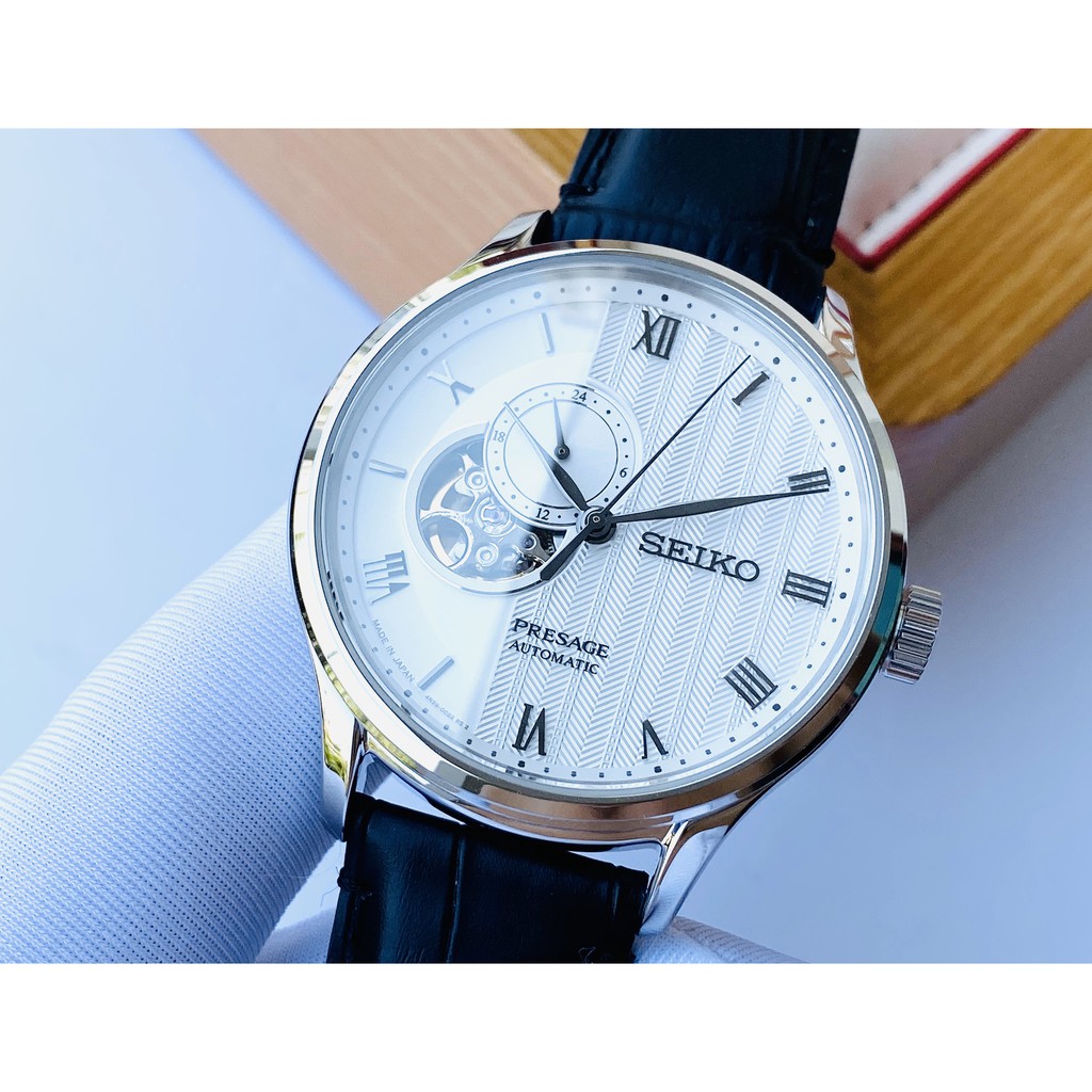 Đồng hồ nam Seiko Presage Open Heart  White Leather - SSA379J1