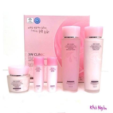 BỘ DƯỠNG ẨM 3W CLINIC FLOWER EFFECT EXTRA MOISTURIZING SKIN CARE SET