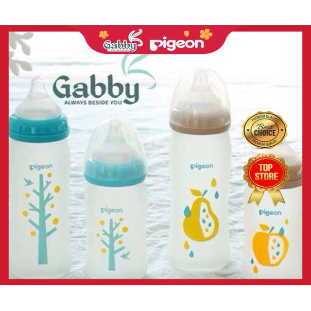 BÌNH PIGEON NỘI ĐỊA NHẬT THỦY TINH PHỦ SILICON 160ML 240ML