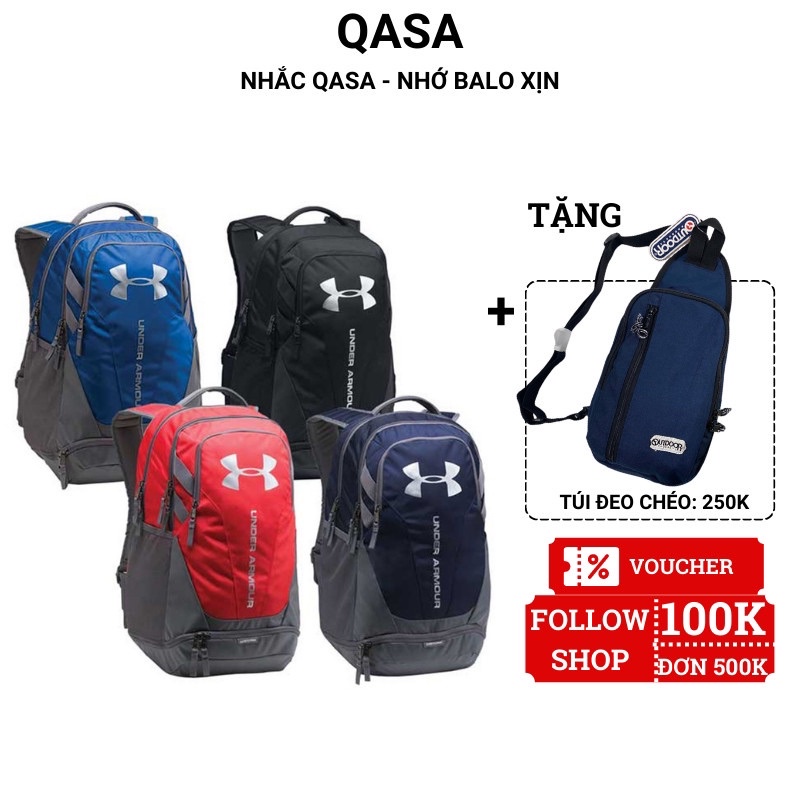 Balo du lich QASA thời trang nam nữ UA Hustle 3.0 unisex nhiều ngăn chống nước có ngăn đựng giày