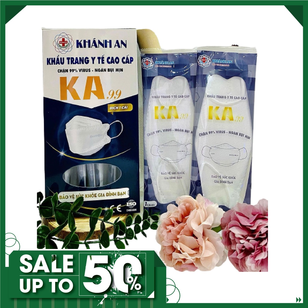 Khẩu trang y tế KA99 tiệt trùng Khánh An KF94 4 lớp phiên bản đóng túi riêng từng cái vệ sinh và tiện lợi khi mang theo