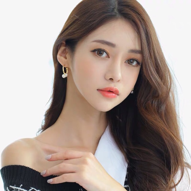 Bông tai khuyên tai 2 chấu ngọc sang chảnh có ảnh thật