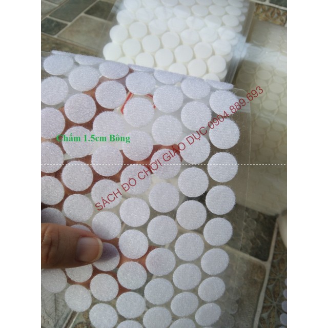 100 Căp chấm tròn dính gai có sẵn keo dán 1cm Loại có Mặt GAI TRONG làm học liệu cho bé