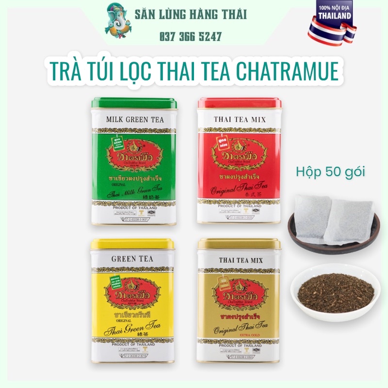 Trà Thái Xanh Thái Đỏ ChaTraMue Thái Lan (Hộp Thiếc Túi Lọc)