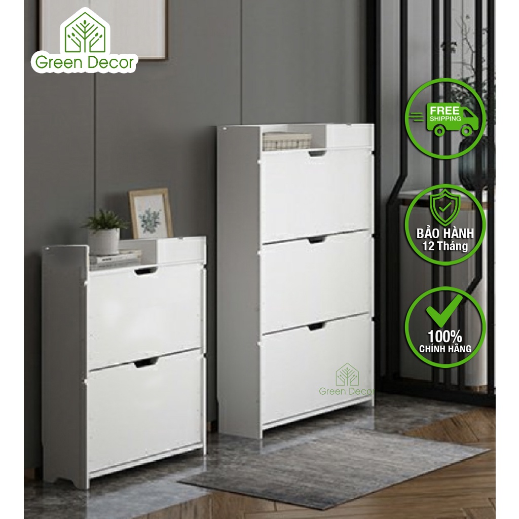 Tủ Giày Thông Minh 3 Tầng 2 Lớp Màu Trắng Chất Liệu Gỗ Nhựa Chống Nước Tuyệt Đối