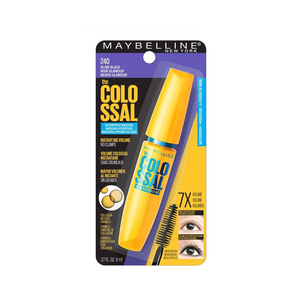 Mascara Làm Dày Và Dài Mi Maybelline The Colossal Volum Express Waterproof 7x 8ml #240 Glam Black