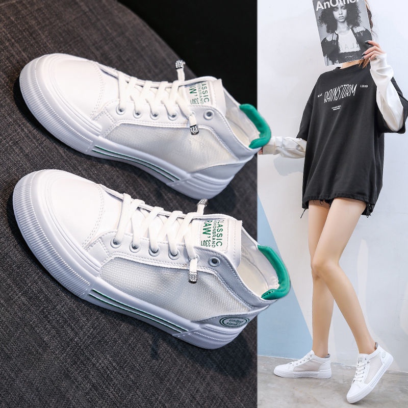 Giày Thể Thao Cổ Cao Màu Trắng Thoáng Khí Phong Cách Hàn Quốc Thời Trang Mùa Hè Mới Size s 2022