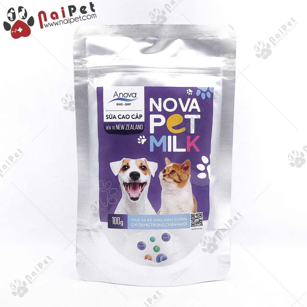 Sữa Bột Dinh Dưỡng Cho Chó Mèo Nova-Pet Milk Anova Gói 100g