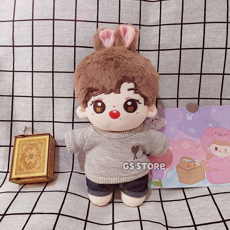 Búp Bê Xiao Zhan Dayto Sean Xiao Rabbit 20cm Có Mũ Trùm Đầu Màu Xám Làm Quà Tặng Cho Búp Bê