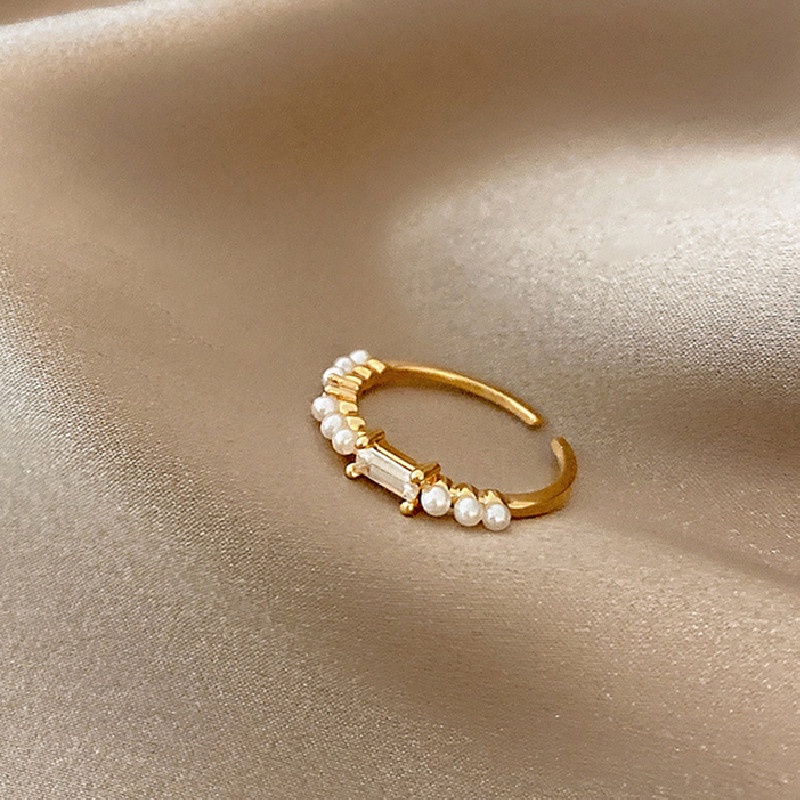 Nhẫn hở đính đá zircon hình hoa phong cách Hàn Quốc thời trang cho nữ