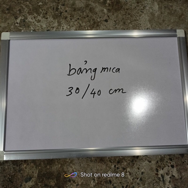 Bảng FOOC viết bút lông xoá siêu sạch khung viền nhôm bảng mica trắng