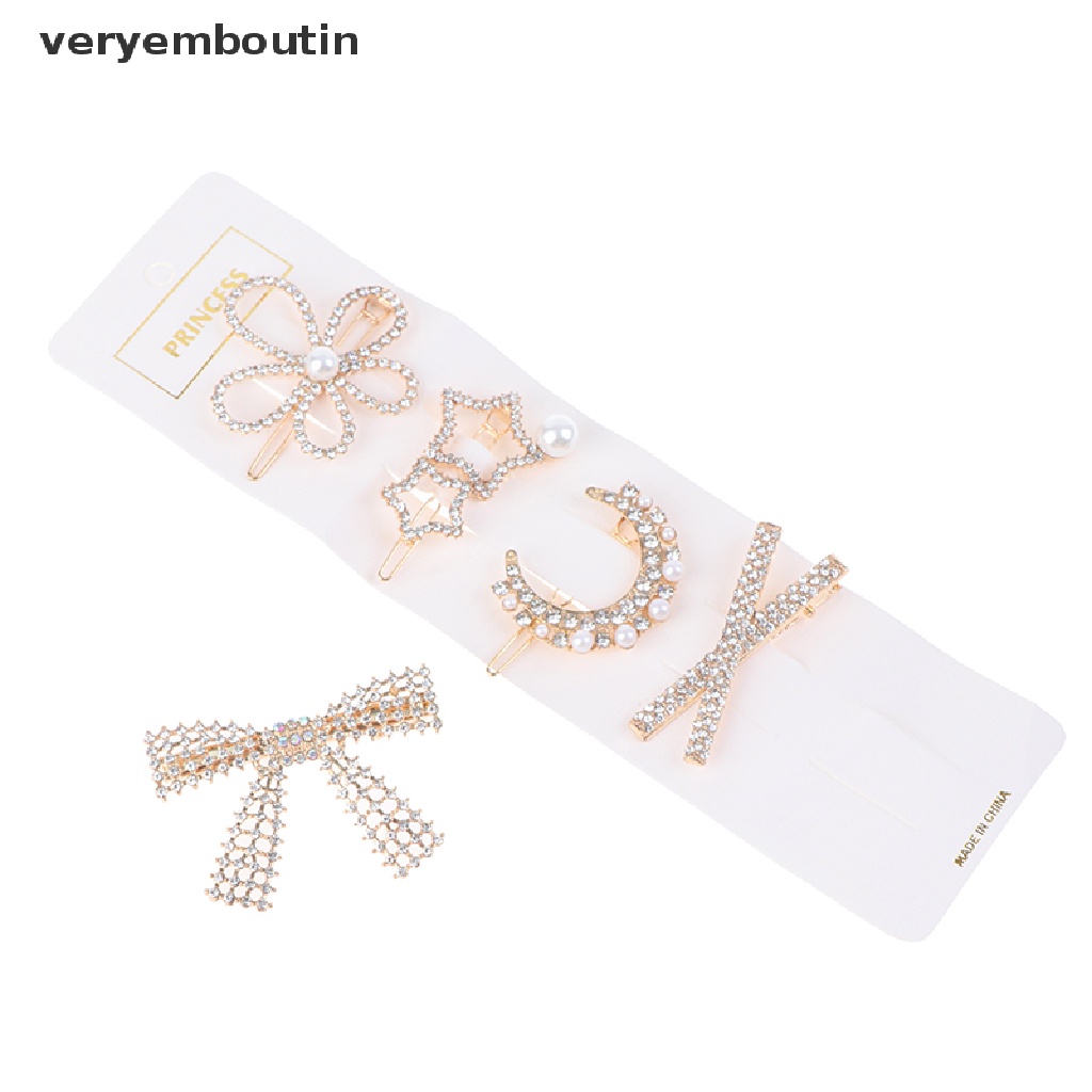 Set 5 kẹp tóc đính đá thời trang cho nữ