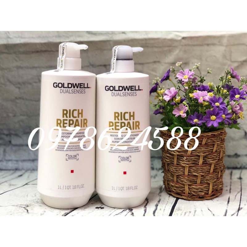 DẦU GỘI XẢ SIÊU CHỮA TRỊ GOLDWELL RICH REPAIR 1000ML*2