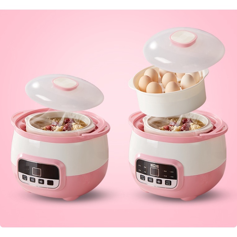 Nồi Nấu Cháo Chậm Cho Bé 0.8L Chưng Cách Thủy Ninh Hầm Đa Năng 2 Tầng Yoota Baby- Bảo Hành 1 Năm