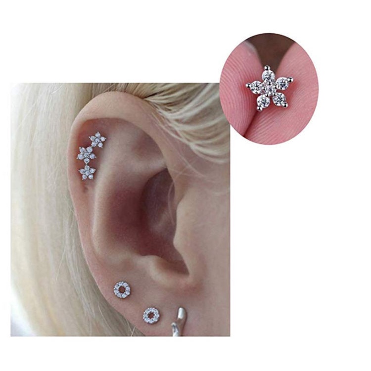 Khuyên Tai Nữ Bông Tai Đính Đá Nhân Tạo Nhiều Hình Thép Titan Không Gỉ