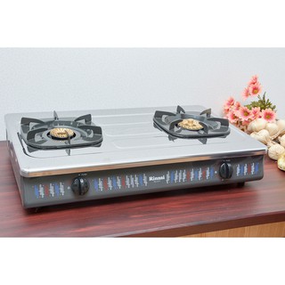 Bếp ga đôi Rinnai RV-377 (S)N mặt bếp inox - đầu đốt bằng đồng - 1 bên có đầu hâm - BH 2 năm -  Alo bếp xinh