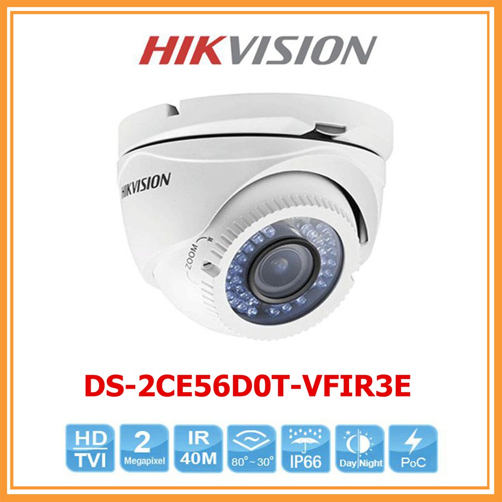 Camera HDTVI 2MP Hikvision DS-2CE56D0T-VFIR3E Full HD Giá Rẻ