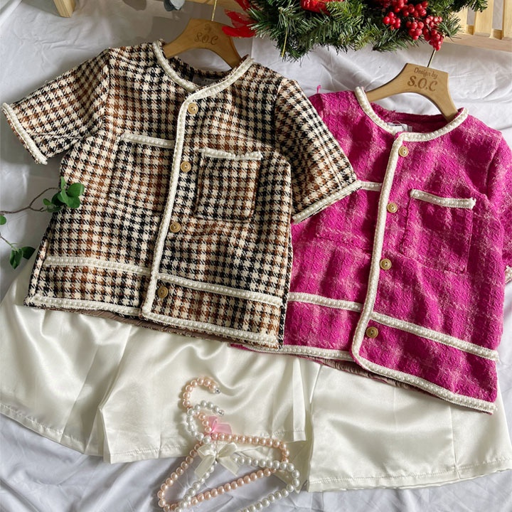 Set dạ Áo kết cườm túi thật chất cực đẹp , có lót trong chỉnh chu phối short lưng thun cực kì dễ mặc - Yubishop YBLMSET2
